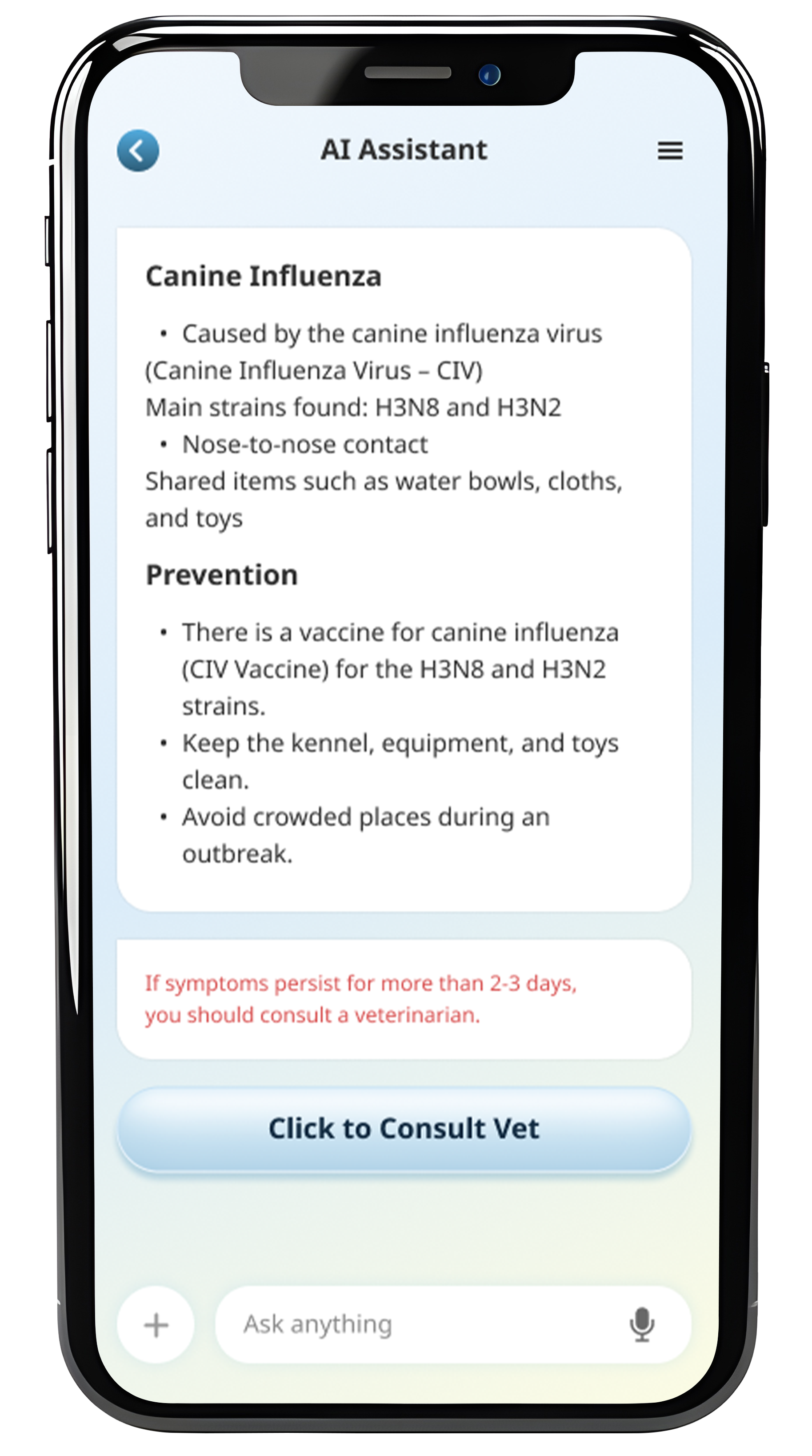 AnyVet App right screen
